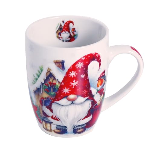 Tasse Weihnachten Weihnachtszwerg Edik aus Porzellan. Motivtasse für den gedeckten Tisch und als Geschenk für Weihnachten 0,32L x H10,5cm von Serviettenshop