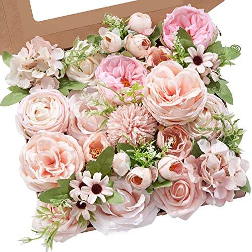 Serwalin Künstliche Blumen Rosa Hochzeit Blumen Seide Blumen mit Stielen Fake Kuchen Blumen für Hochzeit Sträuße Mittelstücke Herbst Dekoration Baby Dusche Dekoration von Serwalin