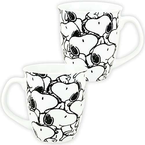 The Peanuts Tasse Snoopy - Snoopys Allover Kaffeetasse Becher Kaffeebecher Weiß aus Steingut 280 ml von United Labels