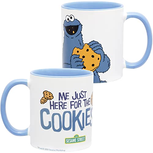 Sesamstraße Tasse Krümelmonster - Me Just Here For The Cookies Kaffeetasse Becher Kaffeebecher aus Keramik Weiß 320 ml von United Labels