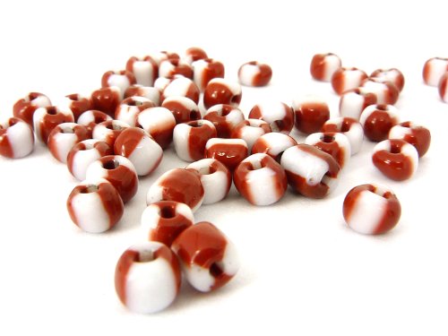 Sescha Rocailles Perlen in rot/weiß 4mm - 6/0-20 Gramm von Sescha