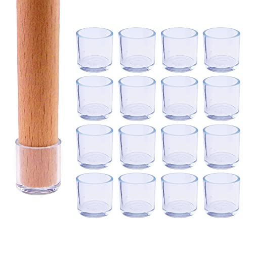 16x Schutzkappen Für Stuhlbeine | Stuhlbeinkappen Silikon | Stuhlbeinschoner | Stuhlsocken | Stuhlgleiter | Stuhlkappen Rund | Gummifüße | Fußkappen für Gartenstühle (Silikon, Ø 18mm) von Sesimo