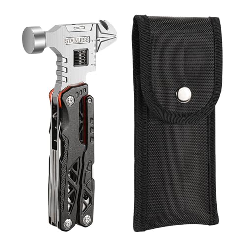Sessleger 1 Stück Multifunktions-, Hammer, Kralle, Multitool, aus schwarzem Edelstahl + Aluminiumlegierung mit Nylonummantelung für Camping im Freien und Wandern von Sessleger