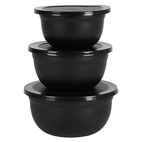 Edelstahl Multischüssel Set 3tlg. mit Deckel schwarz Küche Aufbewahrung Schüssel Salatschüssel Set von Sesua
