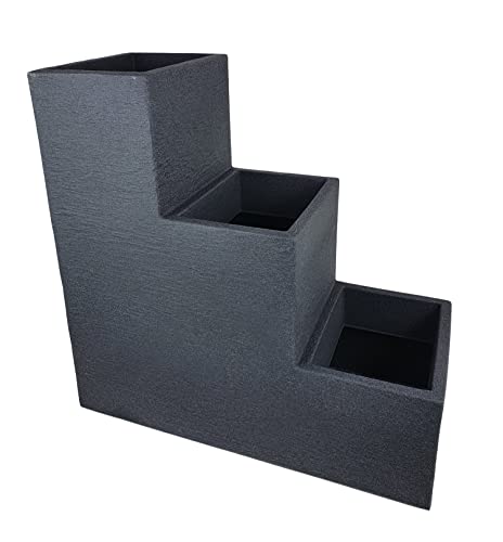 Sesua Kubus Treppentopf 59x60x27cm anthrazit Kunststoff Blumentreppe Pflanztreppe Blumenkübel von Sesua