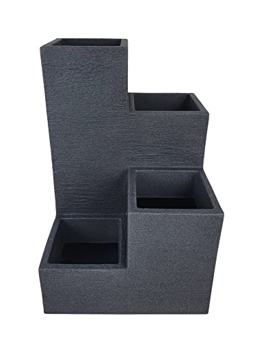 Sesua Kubus Wendeltreppe anthrazit 40x40x60 cm 55L Blumentreppe Kunststoff Pflanzgefäß Garten von Sesua