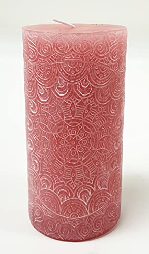 Mandala Kerze Stumpenkerze Rose Boho Ethno (7x14cm) von Sesua