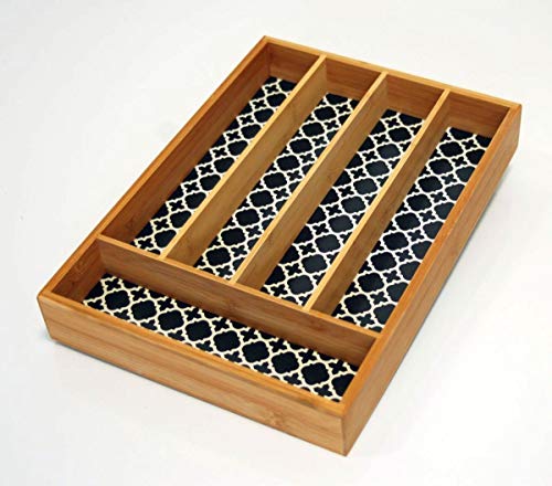 Sesua Besteckkasten Besteckeinsatz aus Bambus Holz schwarz 35 x 25 x 5 cm von Sesua