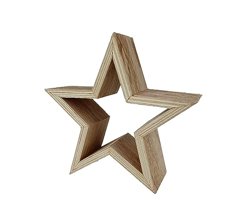 Sesua Deko Holzstern 17cm Natur Weihnachtsstern Fensterdeko Tischdeko von Sesua