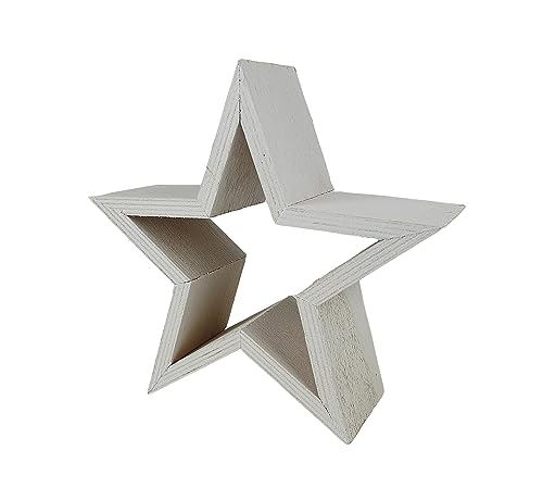 Sesua Deko Holzstern 17cm Weiss Weihnachtsstern Fensterdeko Tischdeko von Sesua