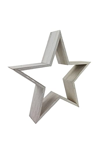 Sesua Deko Holzstern 22cm Weiss Weihnachtsstern Fensterdeko Tischdeko von Sesua