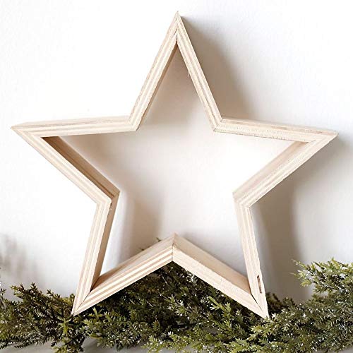 Sesua Deko Holzstern 30 cm Natur Weihnachtsstern Fensterdeko Tischdeko von Sesua