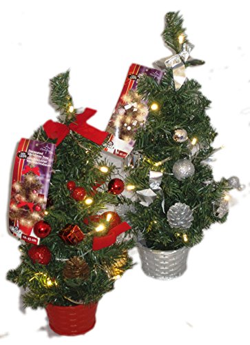 Weihnachtsbaum ca 45cm,mit 20xLED Rot oder Silber dekoriert (Silber) von Christmas gift