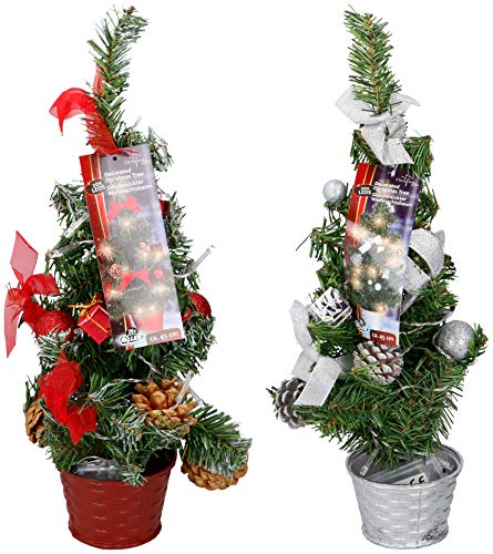 Weihnachtsbaum ca 45cm,mit 20xLED Rot oder Silber dekoriert (Silber) von Sesua