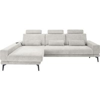 set one by Musterring Ecksofa "SO 3600, inkl motor. Sitztiefenverstellung, Kopfstützen, Nierenkissen", Sitzhöhe 42 cm, Federkern, Breite 293 x Tiefe 180 cm, Kama silver von Set One By Musterring