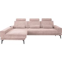set one by Musterring Ecksofa "SO 3600, inkl motor. Sitztiefenverstellung, Kopfstützen, Nierenkissen", Sitzhöhe 42 cm, Kaltschaum, Breite 293 x Tiefe 180 cm, Kama rose von Set One By Musterring
