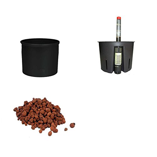 Set´s für Hydropflanzen Set4 Blumentopf Corona 09/07 schwarz Ø 09.0cm H 07.5cm +KT+WA+BT von Set´s für Hydropflanzen