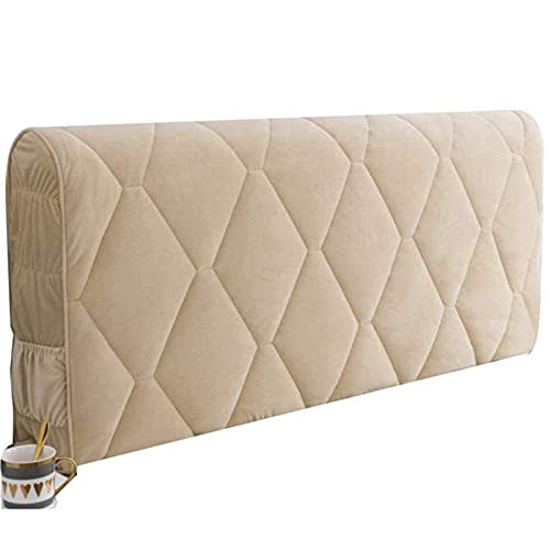 Kopfteilbezug 160/180/200, Bett Kopfteil Bezug Bettkopfteil Hussen Bettkopfteil Husse/Bezug/überzug Abdeckungen Für Schlafzimmer Elastischer Samt Material Verdicken,Beige-210cm von SetSailW