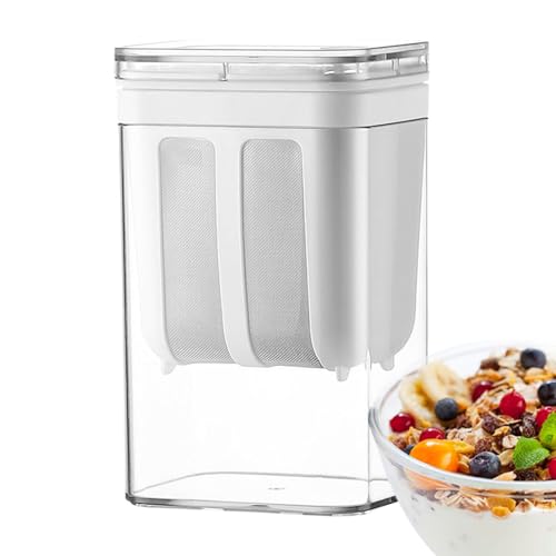 Griechisches Joghurtsieb, 1800ml Frischkäsebereiter, Joghurt Sieb Mit Deckel und Feinem Netzbeutel, Wiederverwendbarer Joghurt Molke Separator Molkeabscheider Joghurtbereiter furs Filtern von Milch von Setauoo
