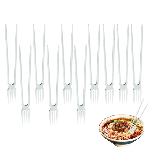 Setauoo Chopstick Fork, 10 Stücke 2-in-1 3D Gedruckte Essstäbchen Gabel, Tragbares Besteck für Asiatische Küche Japanische Nudeln Salat Sushi Haushalt Küche Kinder Picknick Schule von Setauoo