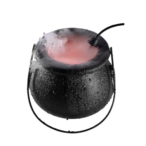 Setauoo Hexenkessel,24V Nebelmaschine - LED-Beleuchtung Mittelpunkt Nebelflasche für Bühne Dekoration Gruselhaus Outdoor Hexenkostüm Foto Requisite von Setauoo