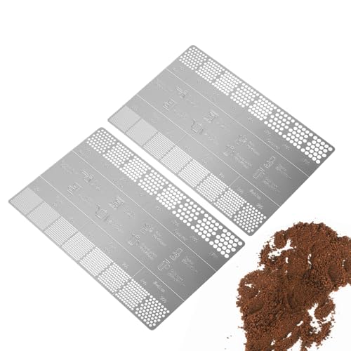 Setauoo Kaffeemahllineal Werkzeug,Kaffeebohnen Mahlgrad Referenz Set 2-teilig | Messlineal und Mahlgrad-Referenz für Anfänger Brühen Haushalt Kaffeebar von Setauoo