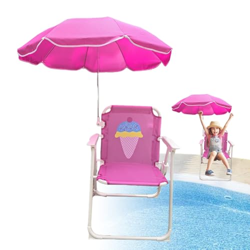 Setauoo Kids Beach Stuhl mit Regenschirm, Klappbarer kleinkinds Campingstuhl, Kinder Gartenstühle, Tragbare Klappstühle Parasol, Faltbarer Sitz im Freien für Park Garden Trips Outdoor Terrasse von Setauoo