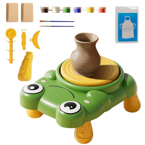 Setauoo Kinder Töpferscheibe Set | Töpferset Für Zuhause | Kreativ Werkzeug mit Modellierknete für Kunstunterricht Homeschool Sommercamp Familienzeit Zuhause von Setauoo