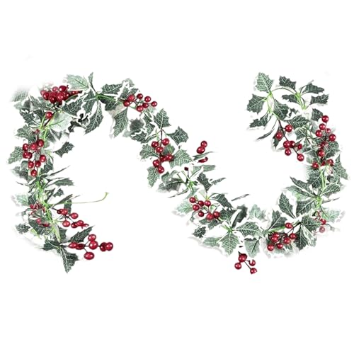 Setauoo Outdoor Weihnachtsgirlande, 180cm Künstliche Beeren Girlande, Flexible Realistische Weihnachtsdeko Für Innen Außen Fenster Treppen Kamin Türdekoration von Setauoo