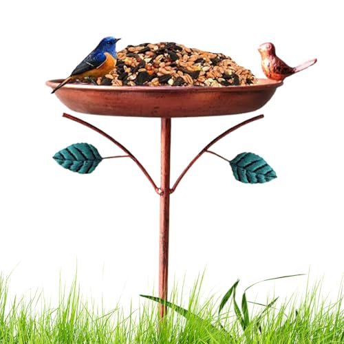 Setauoo Vogelbad für den Garten - Metall Vogeltränke Fütterungsstation | Freistehende Schale Haustierzubehör, Vintage Vogelfutterhäuschen Gartenkunst für Terrasse Gartenlandschaft und Rasen von Setauoo