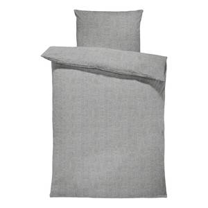 home24 Chambray-Bettwäsche Tammy 135 x 200 cm + Kissen 80 x 80 cm Grau/Graphit von home24
