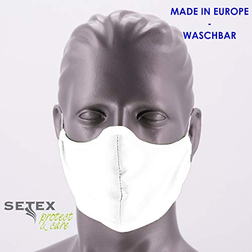 SETEX Wiederverwendbare Mund-Nasen-Maske PolyCotton, 2-lagig, Baumwolle/Polyester/Polyamid, Weiß, Protect & Care, BWPS UNIVER 941 002 (999) von SETEX