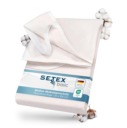 SETEX Molton Matratzenschutz, 120 x 200 cm, Eckgummis, Matratzenschoner aus 100 % Baumwolle, Basic, Naturfarben von SETEX