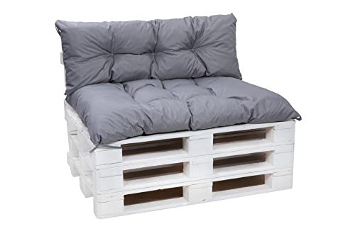 Setgarden® Palettenkissen-Set, Kissen für Gartenmöbel aus Paletten, Outdoor Rücken und Sitzkissen, Gartensitzkissen viele Farben und Größen (Hellgrau, Set 120x60 sitzkissen + 120x60 rückenkissen) von Setgarden
