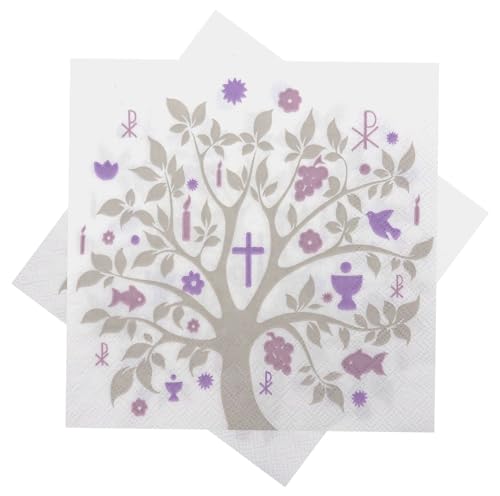 20 Servietten Baum des Lebens Mauve Lila Tischdeko Konfirmation Kommunion Taufe von Setita