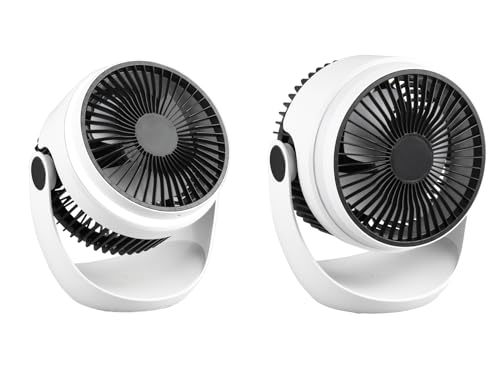 Setpoint AKKU Ventilator mit LED 2er SET - 3 Stufen, USB-C Anschluß, Schwarz/Weiß, Höhe 24cm von Setpoint