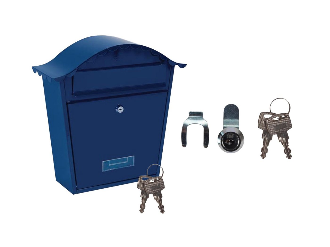 Setpoint Briefkasten, Nostalgie in Blau kleiner Postkasten mit Ersatz-Schloss & 4 Schlüsseln von Setpoint