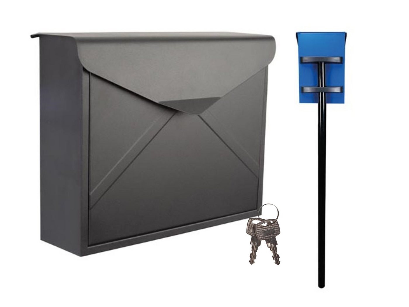 Setpoint Briefkasten, freistehend mit Ständer Schwarz großer Standbriefkasten Postkasten von Setpoint