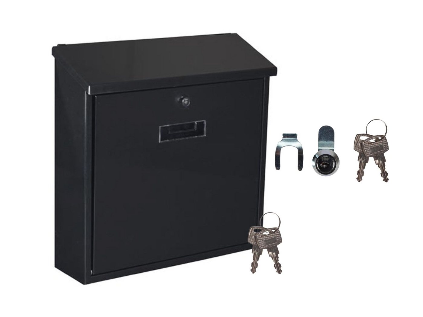 Setpoint Briefkasten, in Schwarz großer Stahl Post-Box Kasten mit Namensschild, 4 Schlüssel von Setpoint
