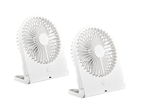 Setpoint Mini Ventilatoren 2er SET Akku, USB-C Anschluß 3 Stufen, Weiß Höhe 23cm von Setpoint