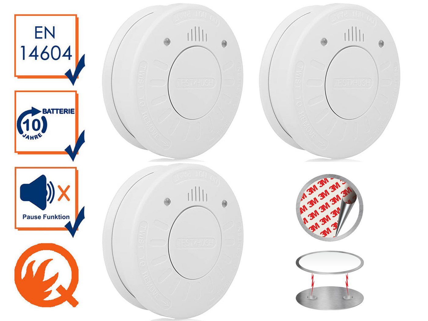 Setpoint Rauchmelder (10 Jahres Brandmelder mit Magnethalter Kleben statt Bohren) von Setpoint