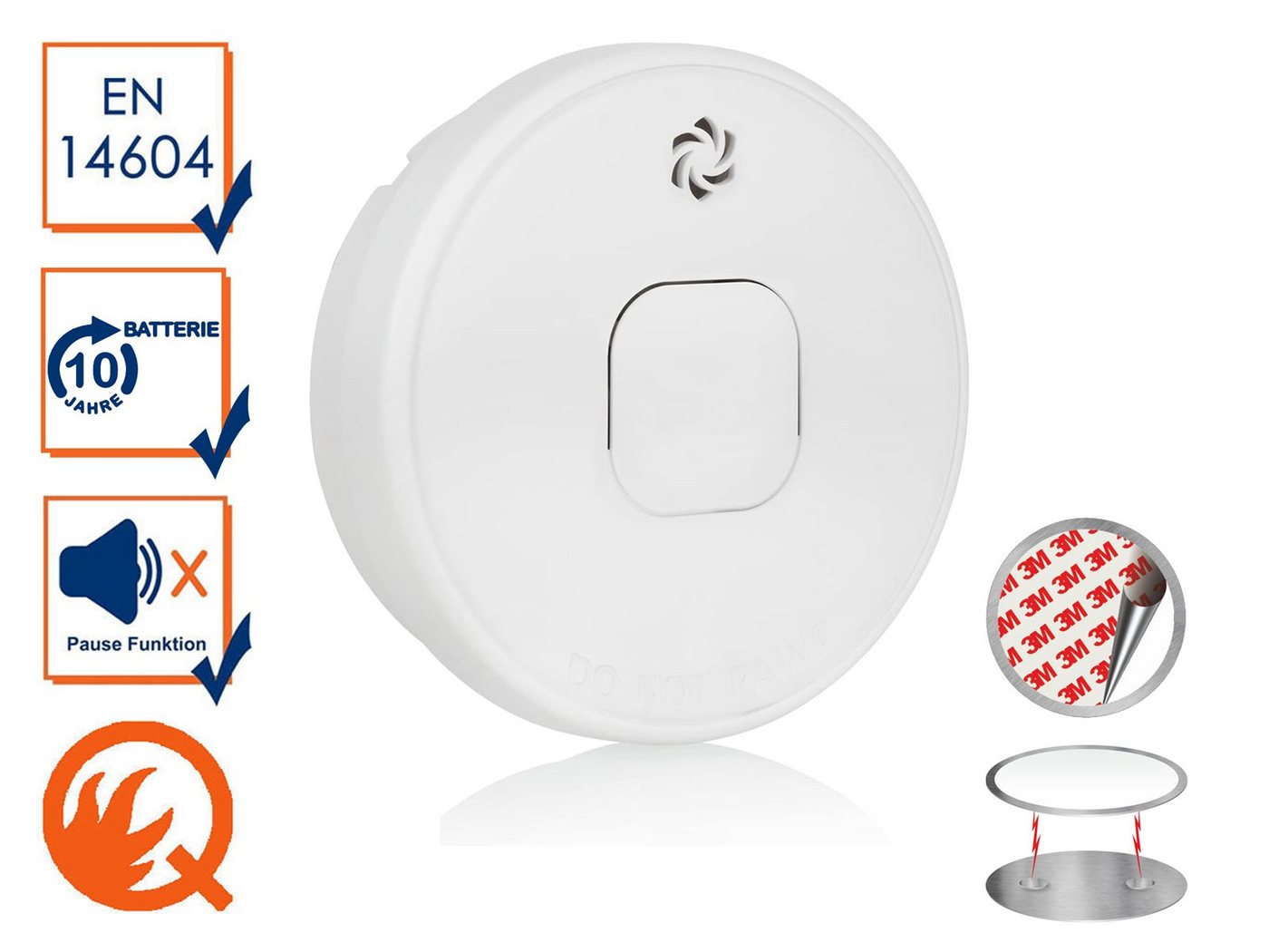 Setpoint Rauchmelder (Brandmelder mit 10Jahres Batterie & Magnethalter, Weiß, Ø 10cm) von Setpoint