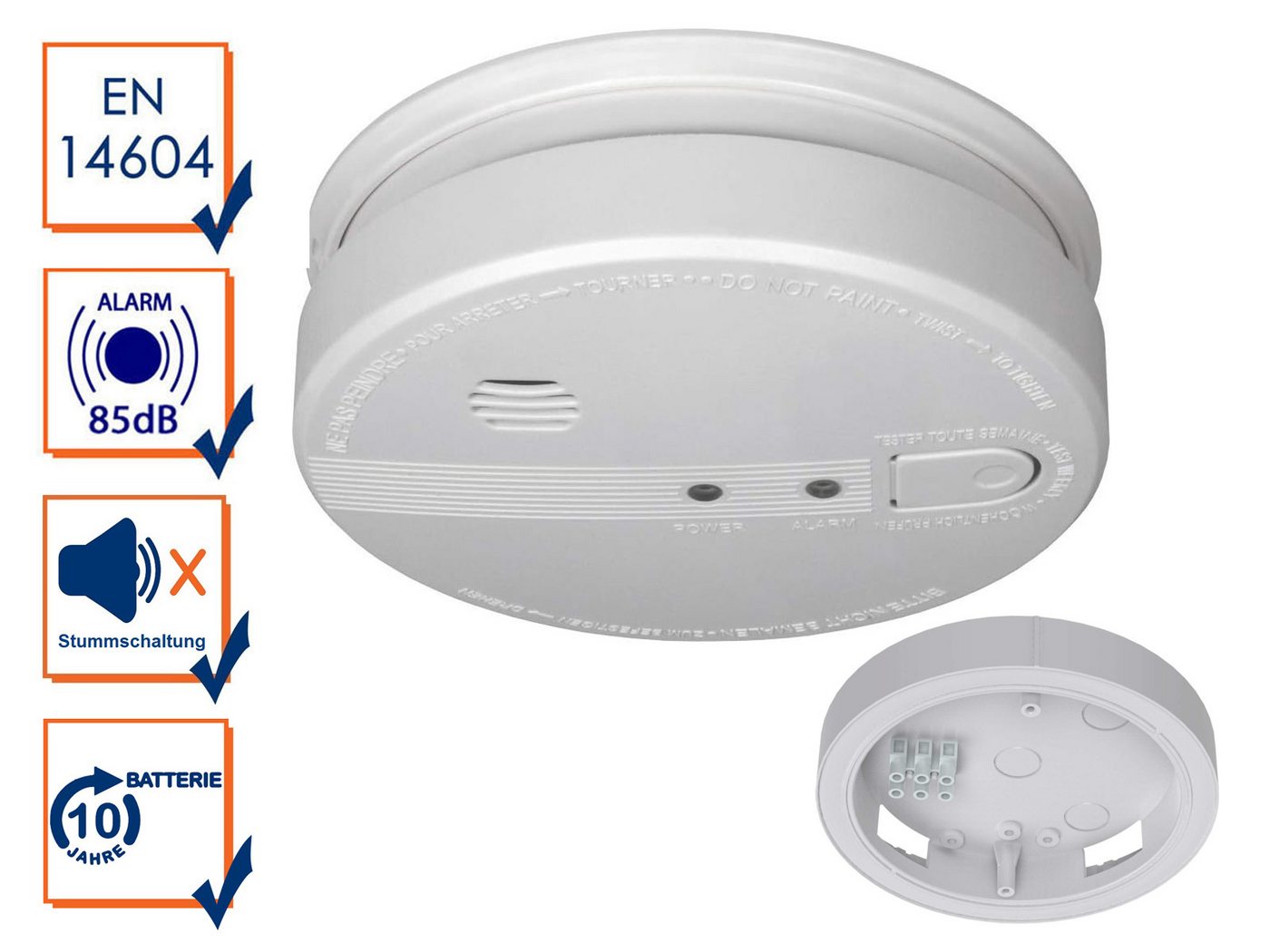 Setpoint Rauchmelder (Optischer Brandmelder 230V 10 Jahres Batterie vernetzbar Montageplatte) von Setpoint