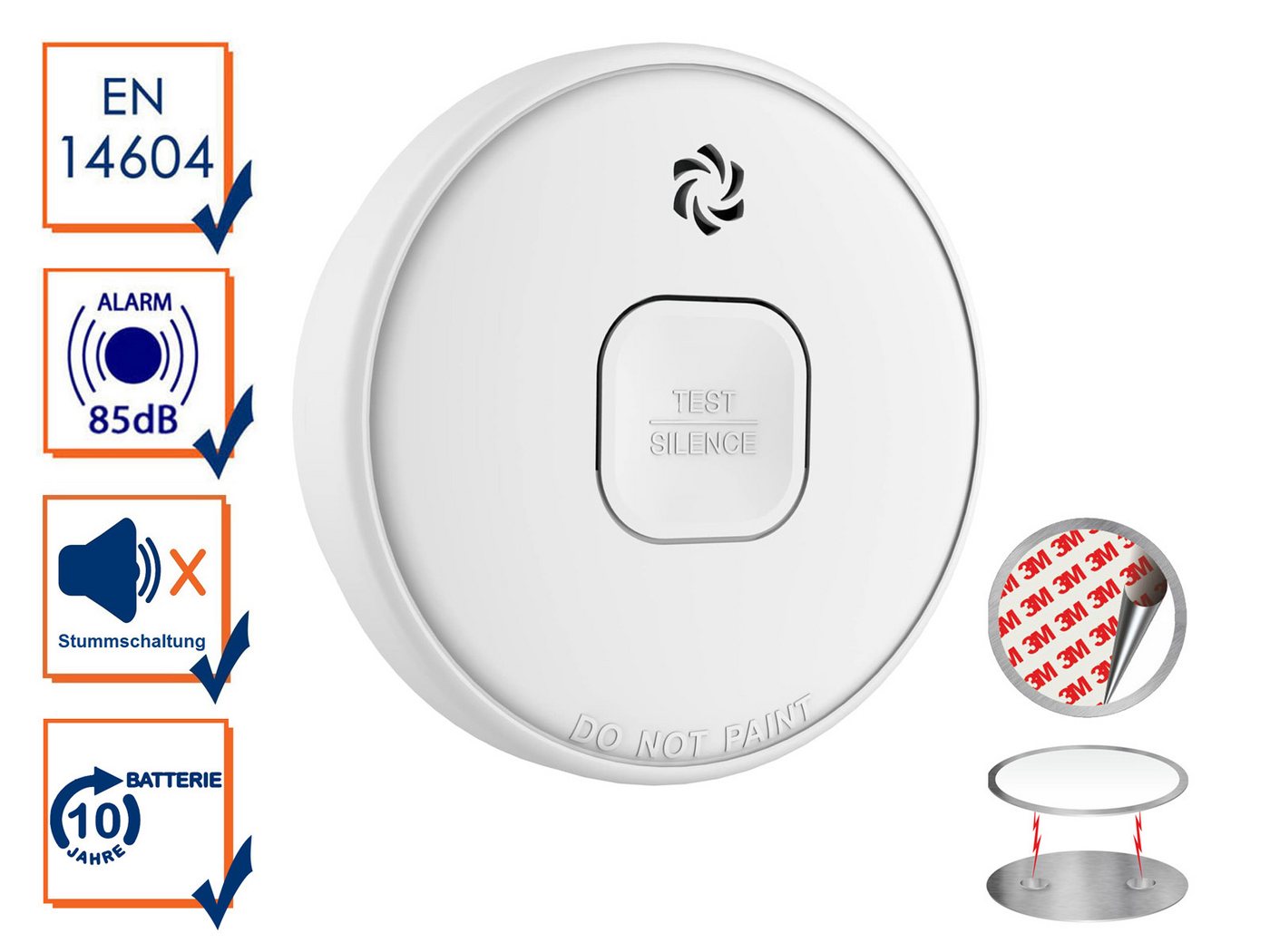 Setpoint Rauchmelder (Optischer Brandmelder mit 10 Jahres Batterie & Magnethalter, Ø 10cm) von Setpoint