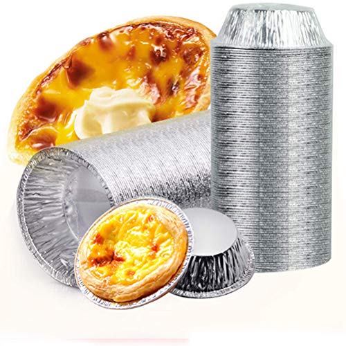 100 Stücke 7cm tartelette förmchen, Einweg Rund aluminiumfolie Cupcake Formen für Kuchen, Gebäck, Pudding von Settoo