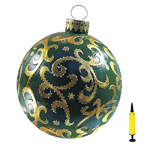 Settoo Weihnachtsdekorationen Weihnachten Aufblasbar Ball 60cm Aus PVC Christbaumkugel,Weihnachtskugel Personalisiert Baumschmuck Weihnachtskugeln (mit Inflatorzylinder) von Settoo