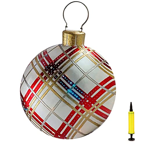 Settoo Weihnachtsdekorationen Weihnachten Aufblasbar Ball 60cm Aus PVC Christbaumkugel,Weihnachtskugel Personalisiert Baumschmuck Weihnachtskugeln (mit Inflatorzylinder) von Settoo