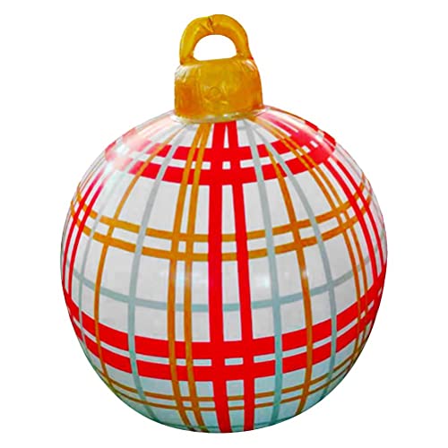 Settoo Weihnachtsdekorationen Weihnachten Aufblasbar Ball 60cm Aus PVC Christbaumkugel,Weihnachtskugel Personalisiert Baumschmuck Weihnachtskugeln (mit Inflatorzylinder) (60 cm, B6) von Settoo
