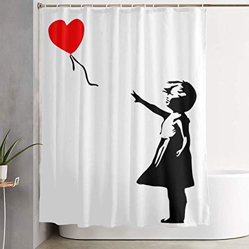 Setyserytu Duschvorhänge/Badvorhänge, Shower Curtain with Hooks Banksy Balloon Girl Home Curtains Decorative Bathroom Curtain von Setyserytu