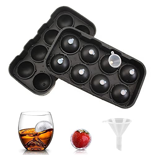 Eiskugelform mit 8 Whiskykugeln, runde Eishockeyform, mit kleinem Trichter für Whisky-Cocktailgetränke, Gin (Durchmesser der Kugel: 4,5 cm) von Seully